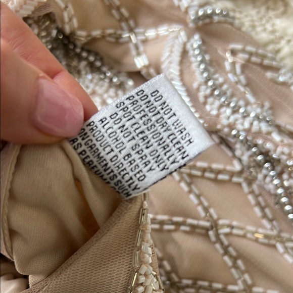 Anna C. Beige Embellished Beaded, Low Back Maxi Evening Dress, Gown, Worn once - Picture 9 of 11